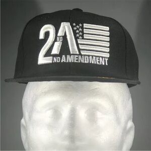 2A(Second Amendment) Flat Bill, Snapback Hat, Black with White Font New w/ Tags